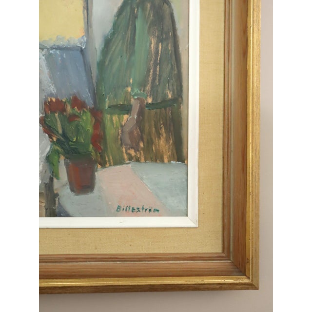 Yellow Mid-Century Modern 'Morning at the Window' Swedish Expressive Figurative Interior Oil Painting, Framed For Sale - Image 8 of 12