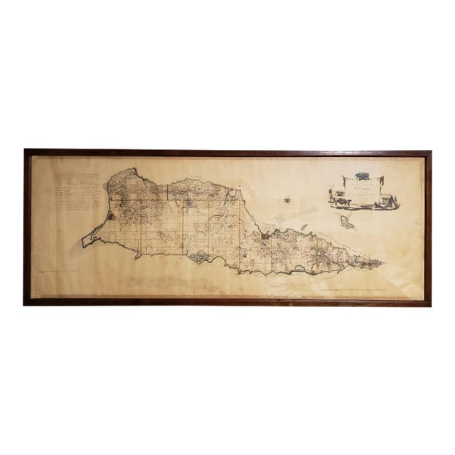 Large Vintage 1794 Danish Hand Colored Map of St. Croix For Sale