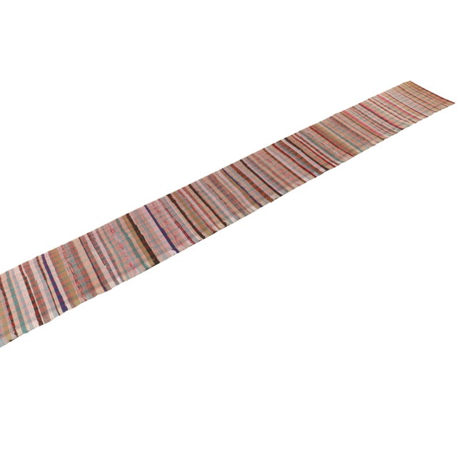 2010s Rug & Kilim’s Oversized Flat Weave Runner in Pink & Colorful Plaid Pattern For Sale - Image 5 of 7