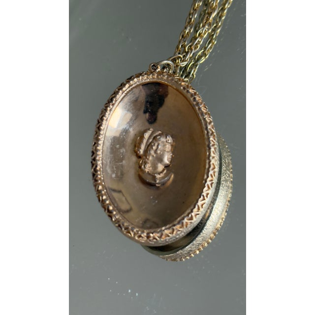 Brass 1970s Victoiran/Edwardian Oval Raised Cameo Necklace For Sale - Image 8 of 10