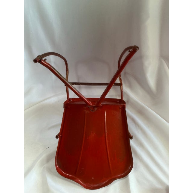Red 1930’s Rare Vintage John Gordon Rideout Red Clamshell Metal Child's Chair For Sale - Image 8 of 11