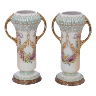 19th Century Pair Art Nouveau Art Deco Robert Hanke Porcelain Vases For Sale