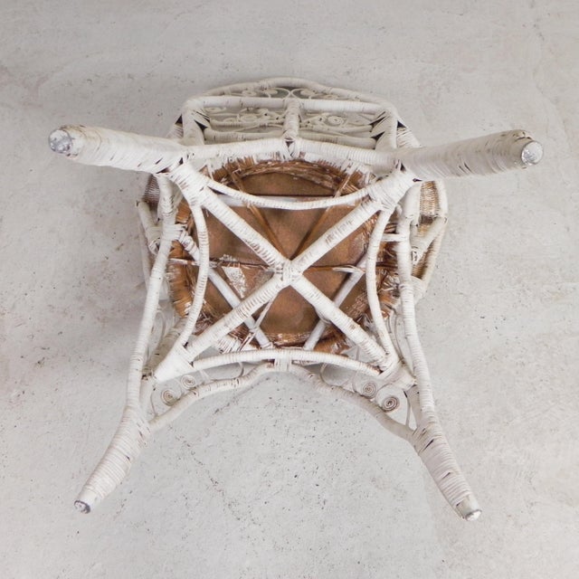 White Vintage Bamboo & Rattan Armchair with Armrests, 1950s For Sale - Image 8 of 18