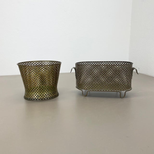 Brass Flower Pot Plant Stands attributed to Mathieu Matego, France, 1950s, Set of 2 For Sale - Image 3 of 18