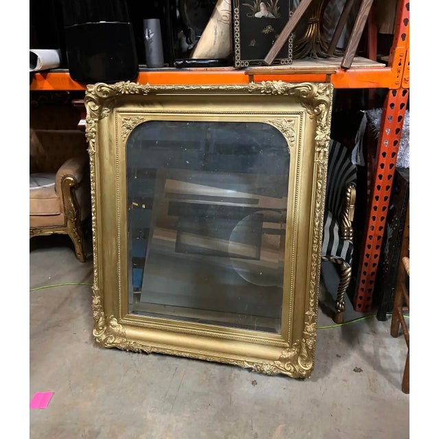 1970s 1970s Gold Oversized Ornate French Beveled Mirror For Sale - Image 5 of 7