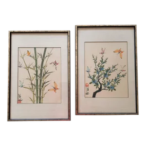 Vintage Pair Famed Johnson Lee Signed Watercolor
