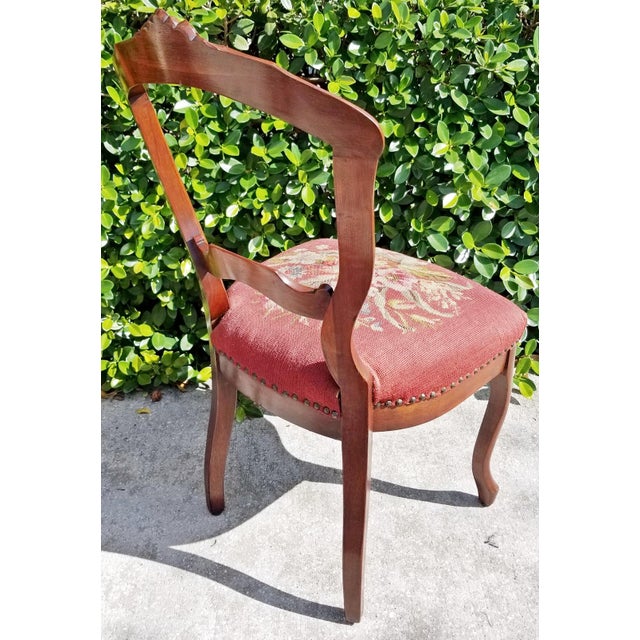 Late 19th Century American Victorian Needlepoint Parlor Side Chairs- a Pair For Sale In West Palm - Image 6 of 9