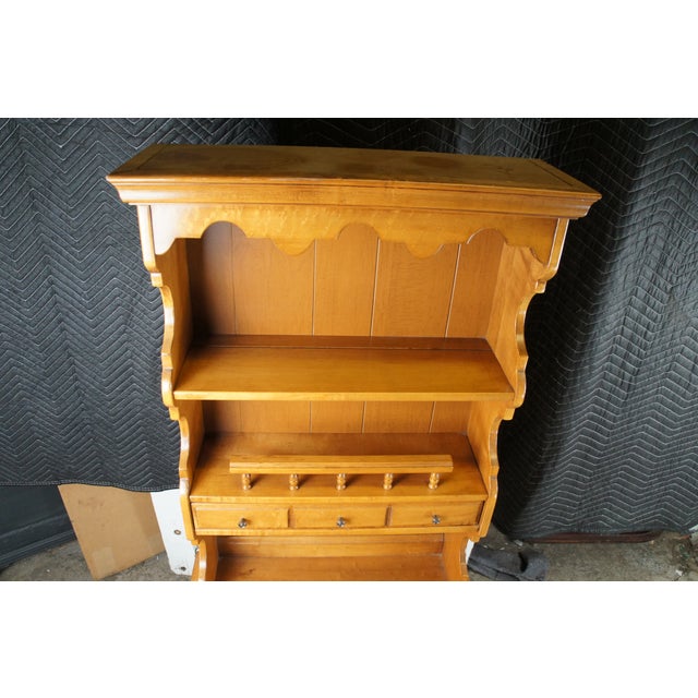 Vintage Early American Style Petite Maple Lift Top Secretary Desk & Hutch 70" For Sale - Image 6 of 10