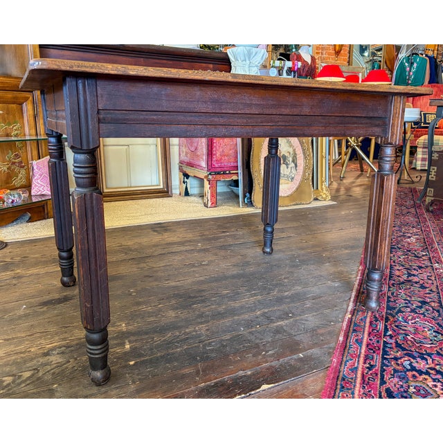 American Antique Oak Small Dining Table With Turned Legs Slight Eastlake Styling For Sale - Image 3 of 10