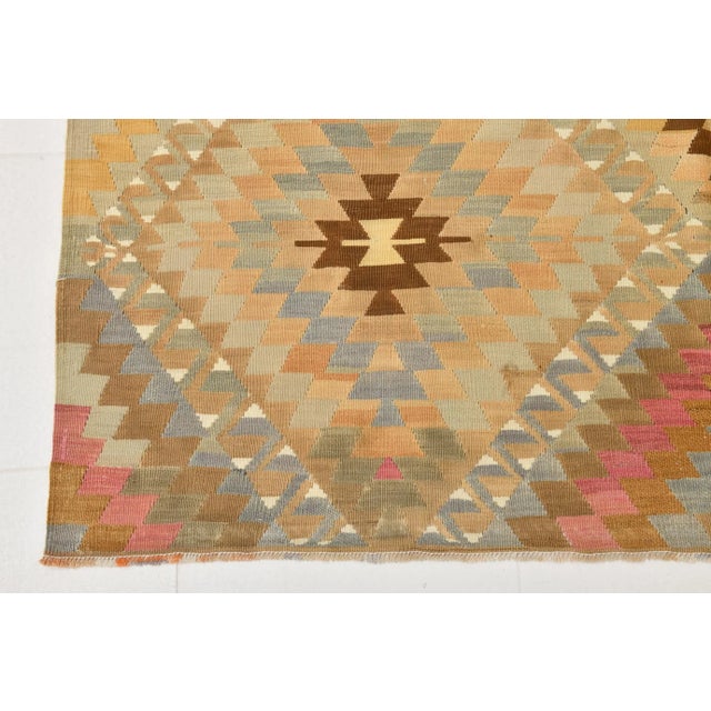 Brown Vintage Kilim Rug For Sale - Image 8 of 11