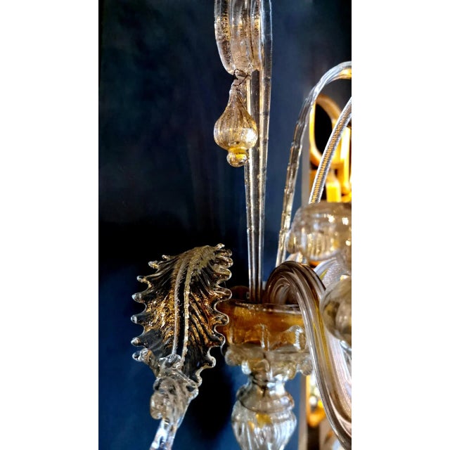 Gold Art Nouveau Italian Murano Glass Wall Sconce in Blown Glass and Gold, 1950s For Sale - Image 8 of 13