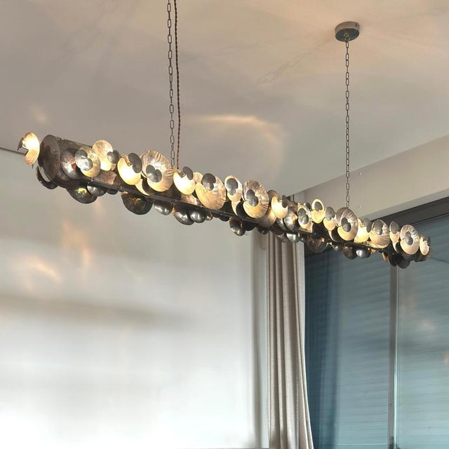 Silver Linear Chandelier in Pewter, England, 2011 For Sale - Image 8 of 10