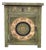 Distressed Sage Green Floral Graphic End Table Nightstand For Sale