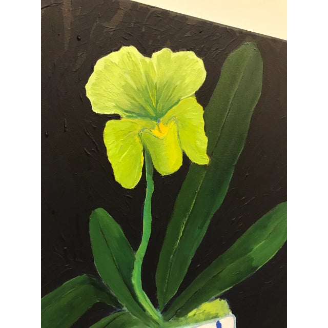 Fresh and Modern Still Life With Orchid Painting For Sale - Image 4 of 11
