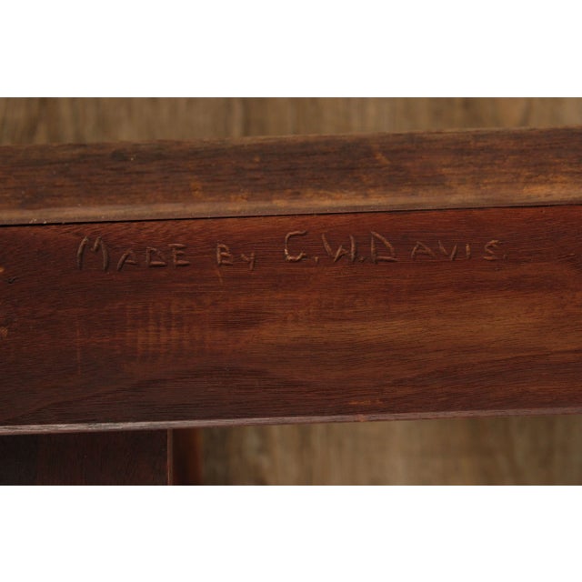 C.W. Davis Arts & Crafts Style Carved Side Table For Sale - Image 10 of 12