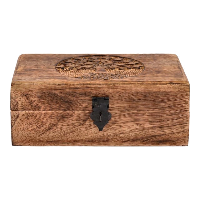Mango Wood Tree Life Engraved Jewelry Box For Sale
