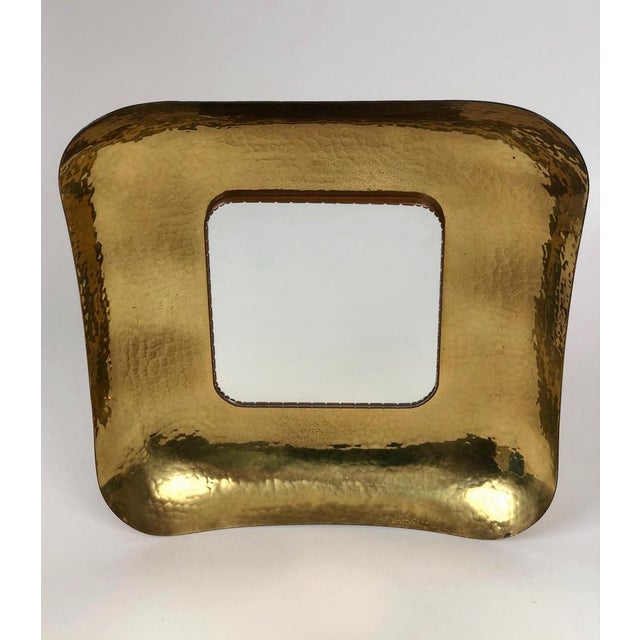 Gold Mid-Century Hand-Hammered Brass Mirror, Austria, 1950s For Sale - Image 8 of 15