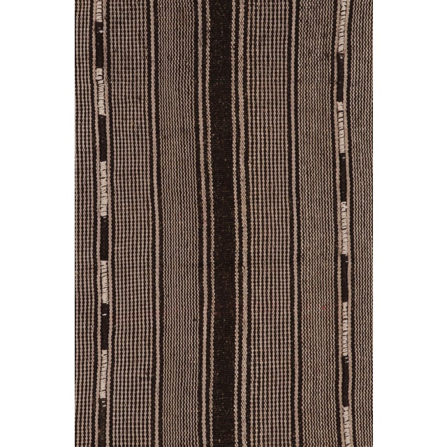 1950s Vintage Persian Kilim, Brown and Beige Geometric Striped Patterns - Rug & Kilim For Sale - Image 5 of 9