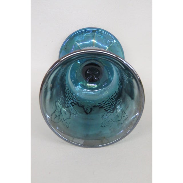 Indiana Glass Company Indiana Glass Iridescent Blue Harvest Grape Goblet 70s Carnival Glass Cup 4731b For Sale - Image 4 of 7