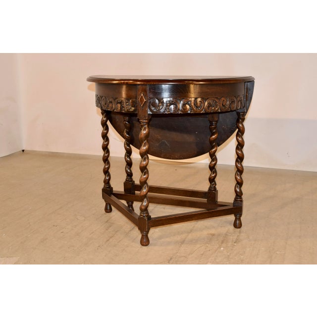 Victorian Late 19th Century English Oak Demi-Lune Table For Sale - Image 3 of 8