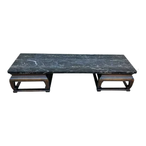 Baker Far East Collection Chinoiserie Marble Top Coffee Table