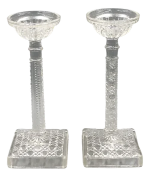 Candlesticks in Pressed Glass from Streit, Germany, 1930s, Set of 2