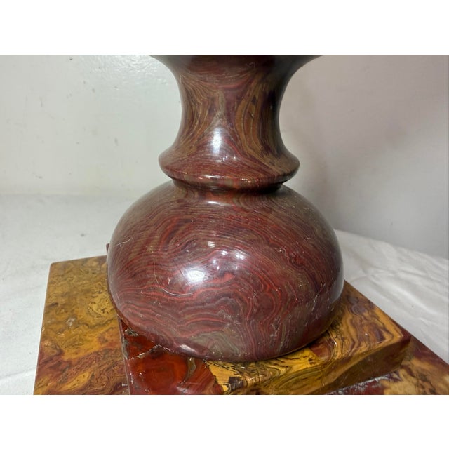 1980s Abstract Large Solid Heavy Brown Purple Green Onyx Stone Electric Table Lamp Light For Sale In New York - Image 6 of 16