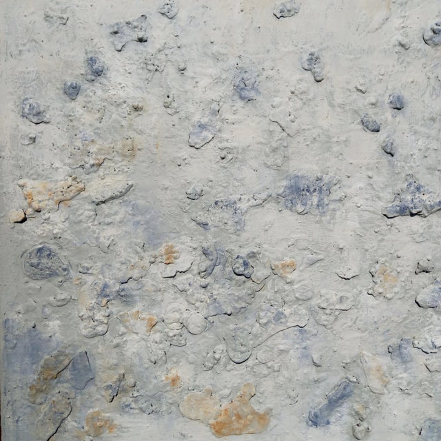 Textile 24" X 28" - 'California Summer Morning' - Natural Palette Abstract Minimalist Relief Seascape / Seaside / Marine Oil Painting by Diane Grant For Sale - Image 7 of 9