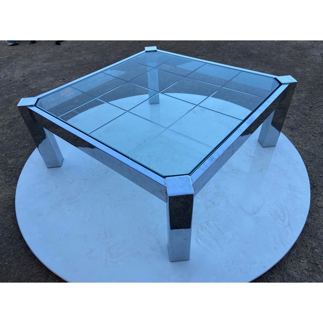 Vintage Mid Century Modernist Chrome Glass Coffee Table Milo Baughman Style For Sale - Image 18 of 18