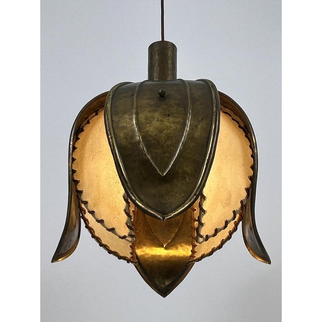 Mid-Century Modern Hand-Made Brass Tulip Pendant Lamp from Rustika Lux, Austria, 1960s For Sale - Image 12 of 18