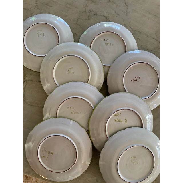 Vintage Hand-Painted Vegetables Italian Large Round Serving Platter With Salad Plates Set- 9 Pieces For Sale In Los Angeles - Image 6 of 13