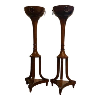 1930s Pair of Tall Art Deco Walnut and Ormolu Mounted Planters For Sale