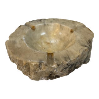 Rustic Hand-Carved Marble Ashtray With Natural Raw Edge For Sale