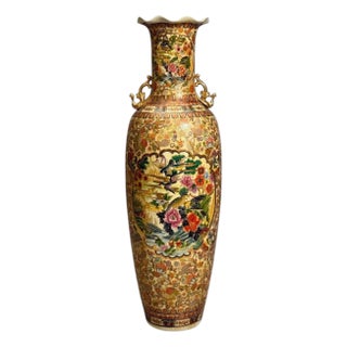 Chinese Rose Medallion, Monumental Floor Vase, Porcelain, Gilt, China, 20th C. For Sale