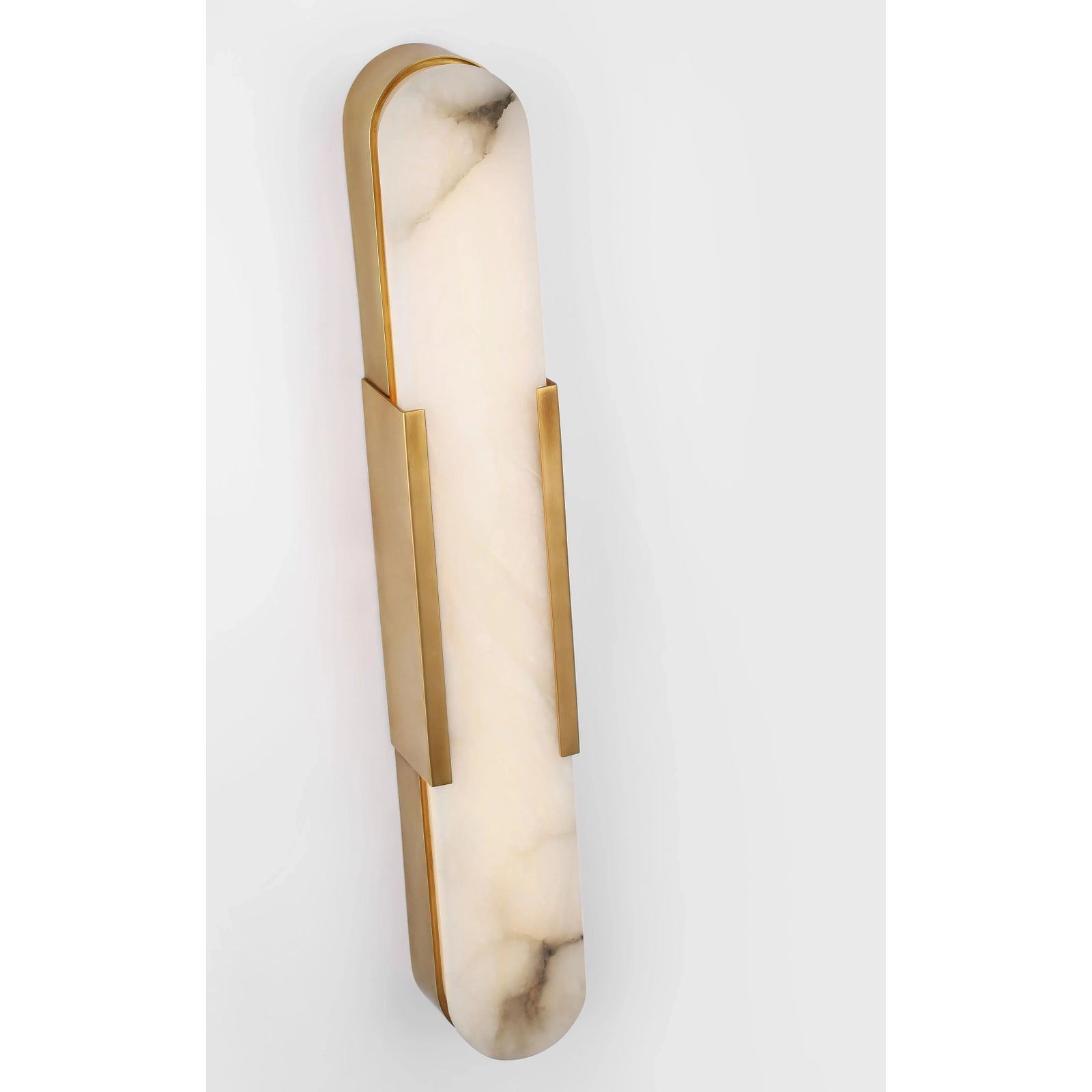 Kelly Wearstler for Visual Comfort Signature Melange 28" Elongated Sconce in Antique-Burnished Brass with Alabaster