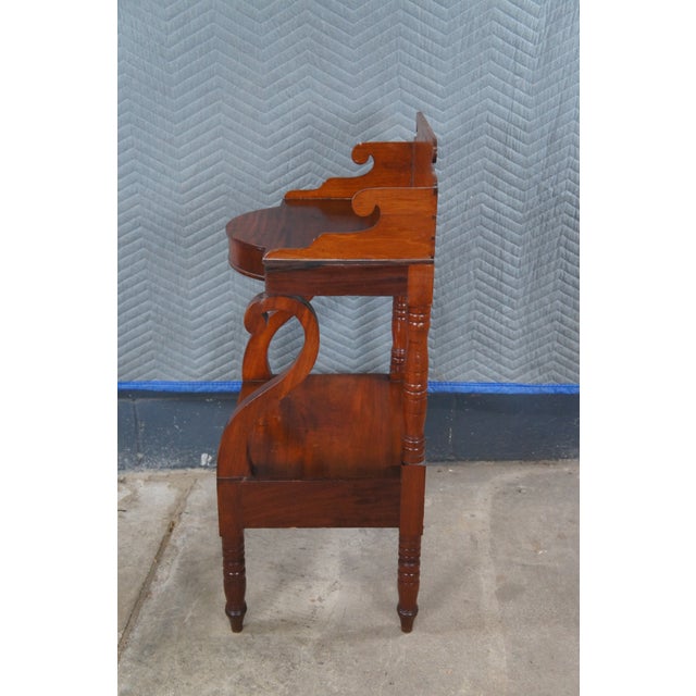 Wood Antique American Empire Flame Mahogany 2 Tier Washstand Side Table 38" For Sale - Image 7 of 14