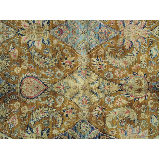 Textile Vintage Indo Tabriz Carpet, Oriental Rug, Handmade, Taupe, Gold, Cream Caramel For Sale - Image 7 of 15