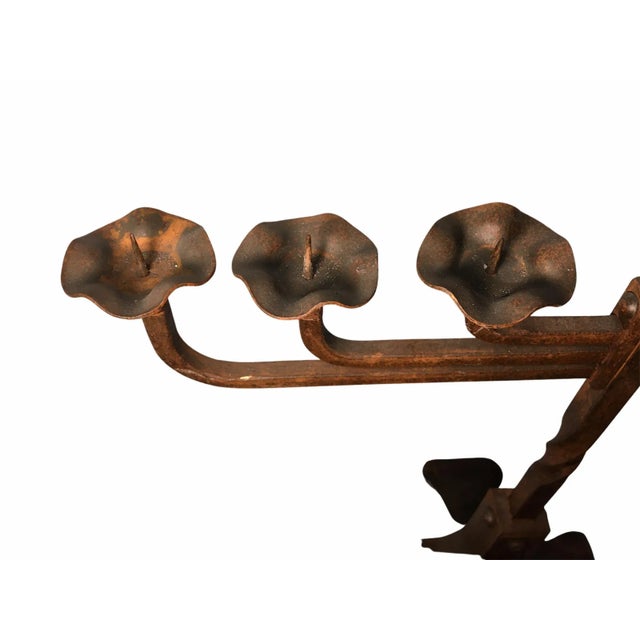 Copper Antique Early 20th Century Gothic Revival Wrought Iron Candle Holder For Sale - Image 8 of 9