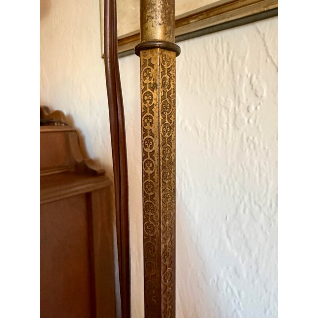 Rembrandt Lamp Company Antique Rembrandt Art Deco Gold Floor Standing Bridge Arm Lamp 63" Green Spacers For Sale - Image 4 of 11