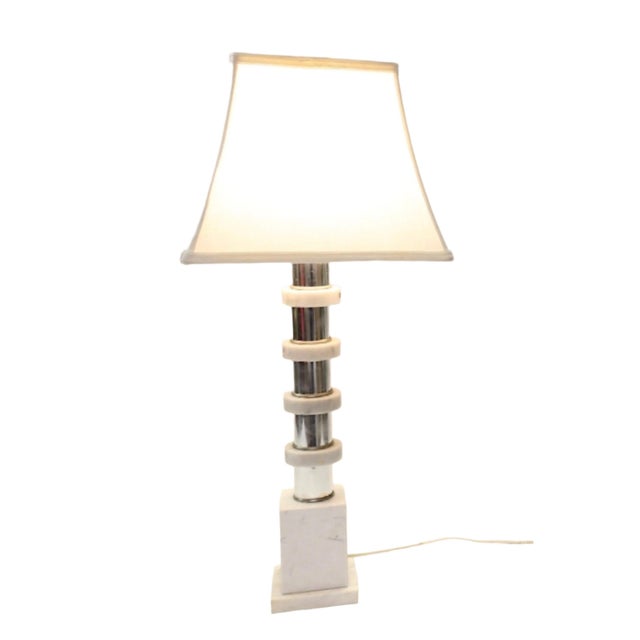 Mid-Century Modern 1970s Stacked Marble Rings on Chrome Table Lamp For Sale - Image 3 of 8