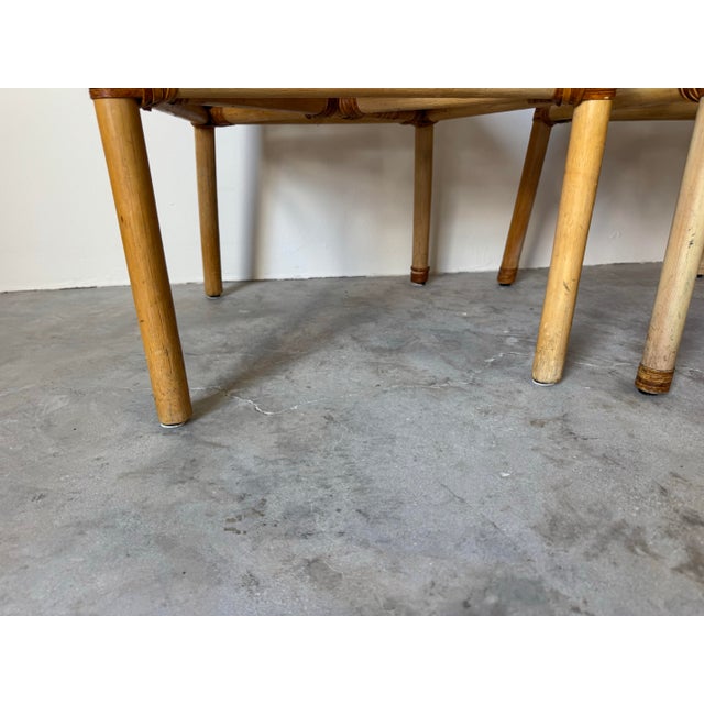 Vintage McGuire-Style Boho Chic Coastal Rattan & Leather Dining Chairs – Set of 8 For Sale - Image 12 of 12