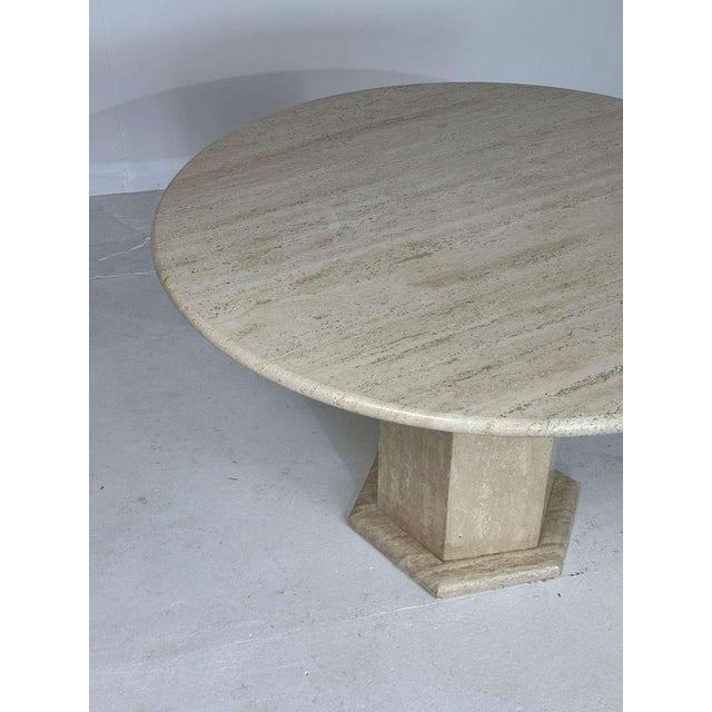 Beige Round Travertine Dining Table For Sale - Image 8 of 10