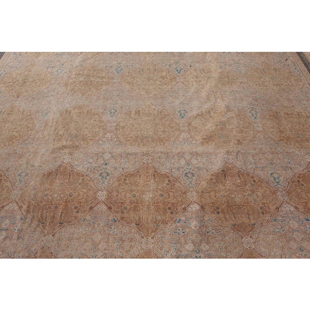 Beige Mid-20th century Indian Botanic Handmade Wool Carpet For Sale - Image 8 of 11