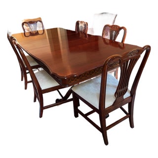 Pennsylvania House Double Pedestal Dining Table With 6 Chairs - Set of 7 For Sale