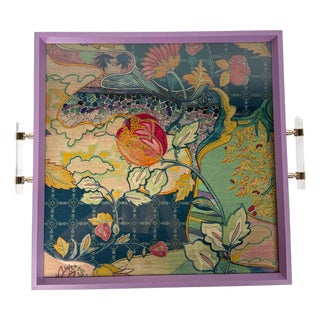 Osborne & Little Trebah Velvet Tray Acrylic Handles For Sale