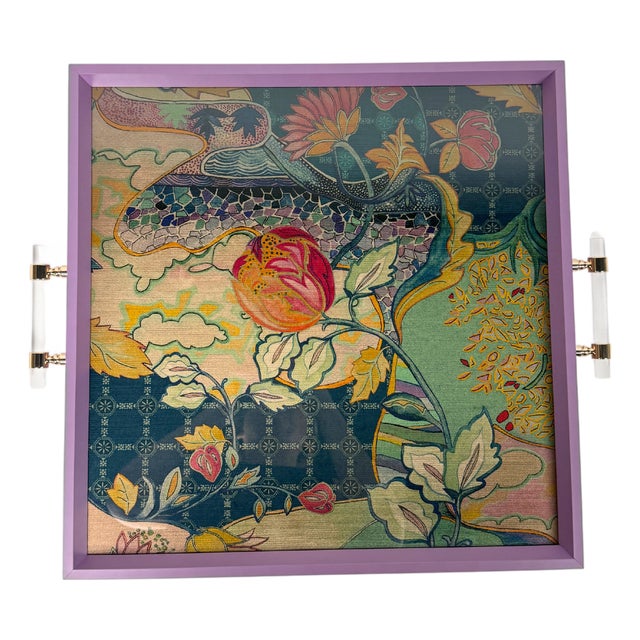Osborne & Little Trebah Velvet Tray Acrylic Handles For Sale