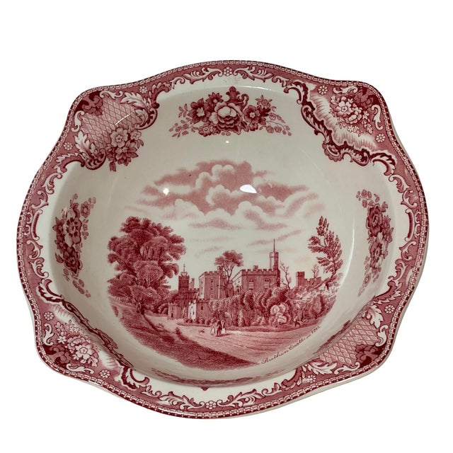 JOHNSON BROS OLD BRITAIN CASTLES RED 9" SERVING BOWL - RETIRED Features Ruthin Castle in 1792. This is the original...
