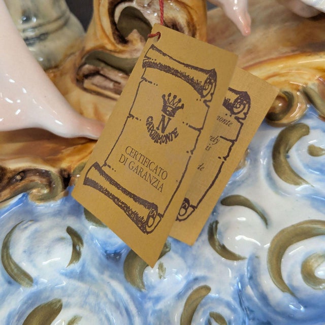 Late 20th Century Capodimonte Porcelain Sculpture - Lady With Cherub and Swan Chariot For Sale - Image 11 of 12