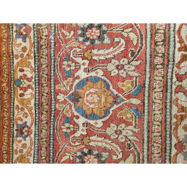 Antique Tabriz Carpet, Handmade Persian Rug in Floral Gold, Red and Beige For Sale - Image 10 of 13