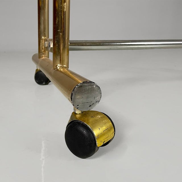 Italian Modern Metal Coat Racks in Gold and Silver Finish with Casters, 1980s, Set of 3 For Sale - Image 16 of 18